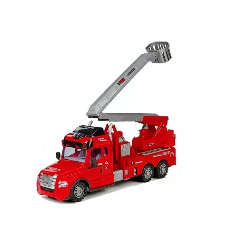 LEAN TOYS Veículo de bombeiros com escada R/C telecomando escala 1:14 2,4 GHz mangueira de água luzes sons