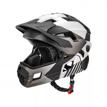 ROCKBROS TS-61 Capacete de bicicleta para criança com proteção de queixo removível, tamanho S (48-52 cm), cinzento