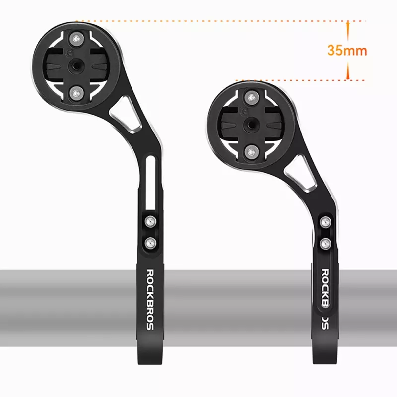 Rockbros FK-301 Suporte de guiador 2 em 1 para bicicleta - ciclocomputador e câmara de ação/luz - preto