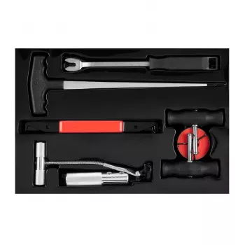 NEO TOOLS TOP-11-819 Conjunto de remoção de para-brisas de 7 peças com fio quadrado de 22 m, pegas de fio, enfiador, furador, ferramenta de acabamento, pega de fio, mala de plástico