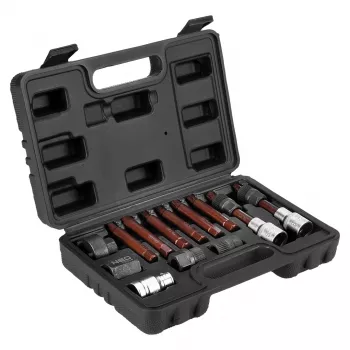 NEO TOOLS Conjunto de extratores para polias de roda livre do alternador, 13 peças, aço cromo-vanádio, encaixe de 1/2 polegadas, pontas spline/Torx/hexagonais