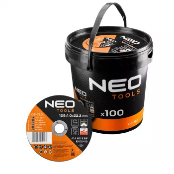 NEO TOOLS Discos de corte 41A 60 S BF - 125x1,0x22,23 mm AÇO/INOX, 100 unidades em balde