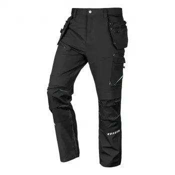 NEO TOOLS Calças de trabalho Mix&Match com bolsos para ferramentas, 4-way stretch, reforçadas com Cordura, preto, tamanho S