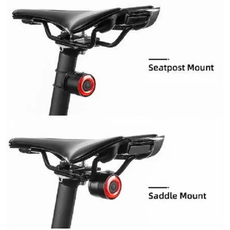 ROCKBROS Q3 Luz traseira de bicicleta com deteção inteligente de travagem - preto