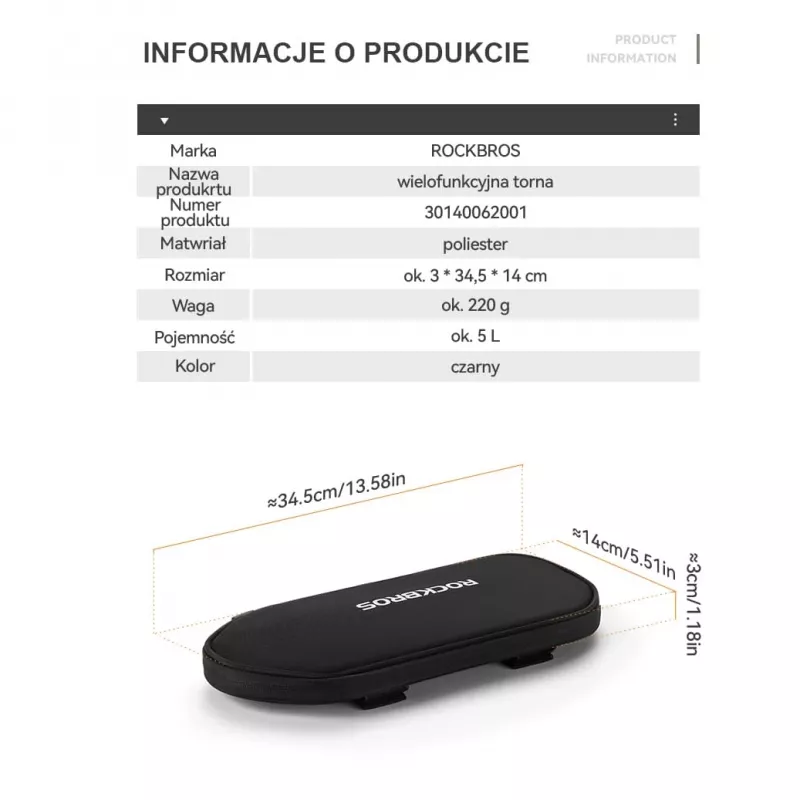 Rockbros 30140062001 Saco de bagageiro 5L preto