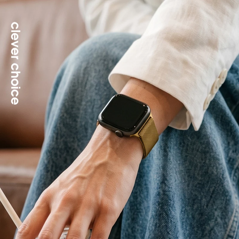 Pulseira de aço inoxidável Crong Milano Steel para Apple Watch 38/40/41/42 mm dourado