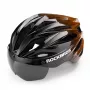 Capacete de bicicleta ROBOROCK Rockbros com viseira magnética removível, proteção UV400, 22 aberturas de ventilação, roda ajustável, unissexo preto mate-castanho