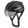 Capacete de bicicleta ROBOROCK Rockbros com viseira magnética removível, proteção UV400, 22 aberturas de ventilação, roda ajustável, unissexo preto mate-castanho