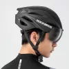 Capacete de bicicleta ROBOROCK Rockbros com viseira magnética removível, proteção UV400, 22 aberturas de ventilação, roda ajustável, unissexo preto mate-castanho