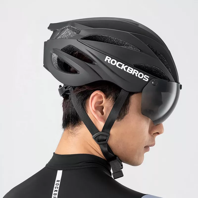 Capacete de bicicleta ROBOROCK Rockbros com viseira magnética removível, proteção UV400, 22 aberturas de ventilação, roda ajustável, unissexo preto mate-castanho