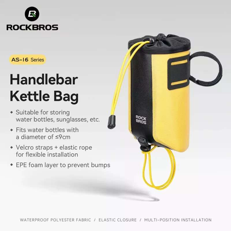 Rockbros AS-162 Bolsa de guiador impermeável para garrafas - Amarelo