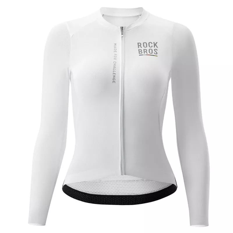 ROCKBROS ROAD TO SKY Camisola de bicicleta de manga comprida mulher Branco Tamanho S