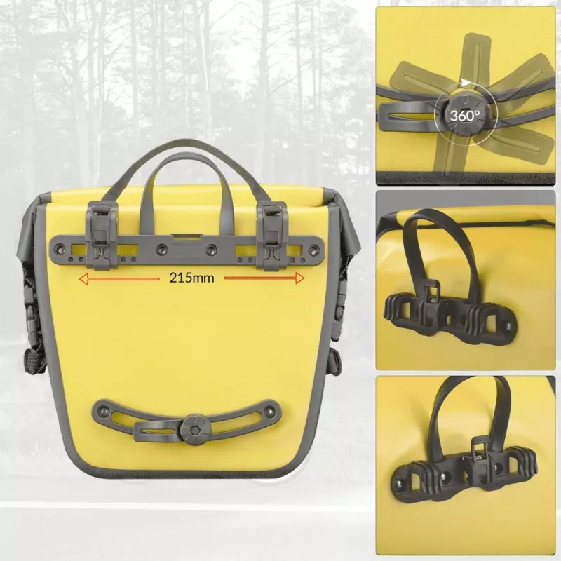 ROCKBROS AS-003-1Y Bolsa de bicicleta impermeável 10-14L com alça de ombro, montagem frontal/traseira, Amarelo