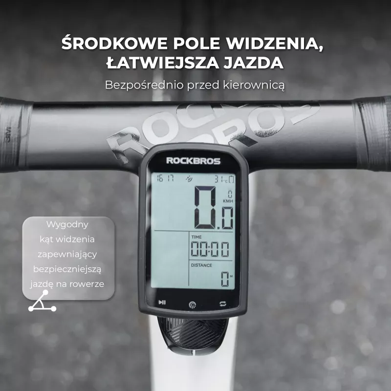 ROCKBROS WT-2 Suporte de ciclocomputador Out-Front com compartimento oculto para AirTag, alumínio, Preto, adaptador Garmin/Wahoo/Bryton