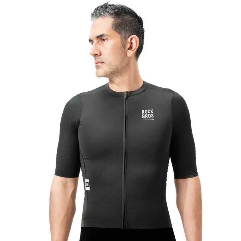 Jersey de ciclismo de manga curta ROCKBROS ROAD TO SKY para homem - preto, tamanho M