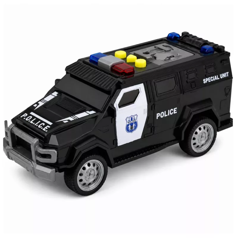 Carro de polícia veículo especial LEAN TOYS escala 1:32 preto com luz e som