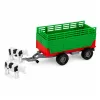 Trator com atrelado para transporte de animais, figuras de vaca, luzes e sons LEAN TOYS, 4 peças