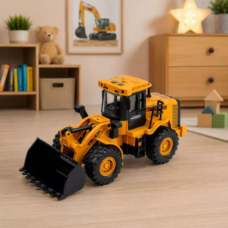 Veículo de obra escavadora com balde móvel, luzes e sons LEAN TOYS, amarelo 1:43