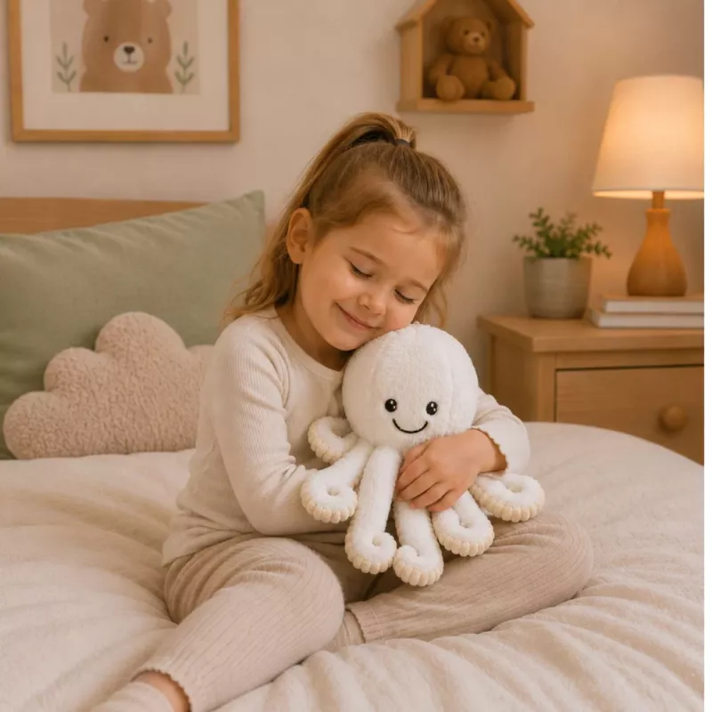 Peluche polvo LEAN TOYS com tentáculos elásticos, branco, 30 cm