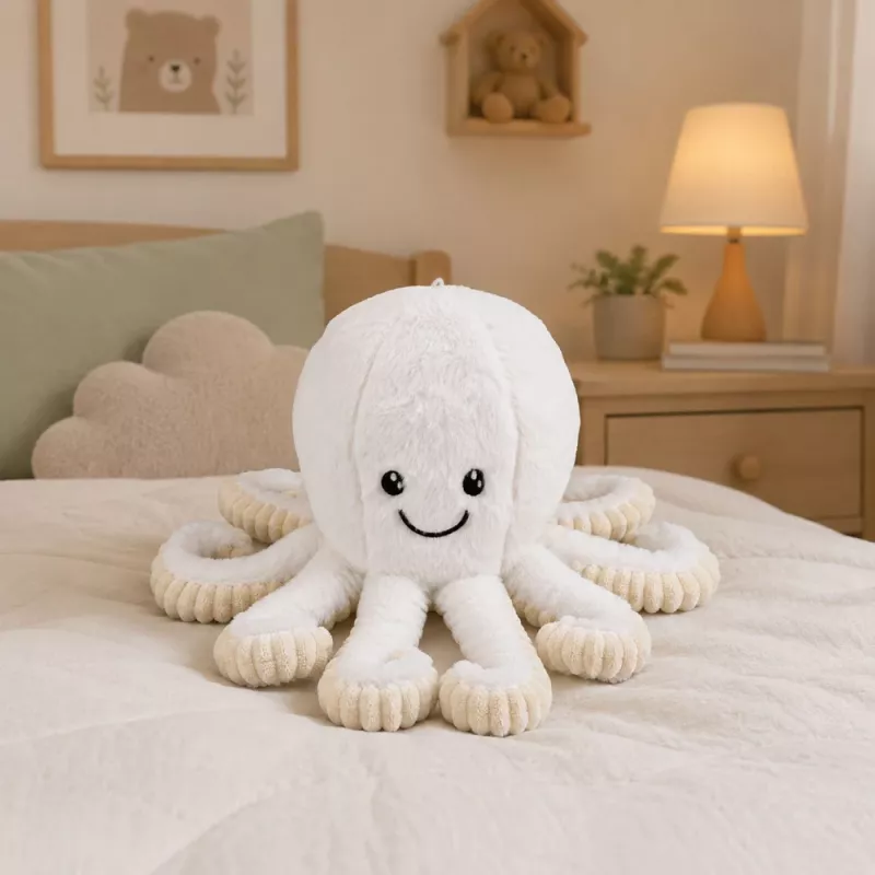 Peluche polvo LEAN TOYS com tentáculos elásticos, branco, 30 cm