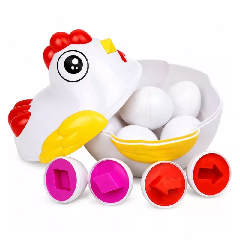 Brinquedo educativo galinha 12 ovos classificador formas e cores aprender conjunto LEAN TOYS