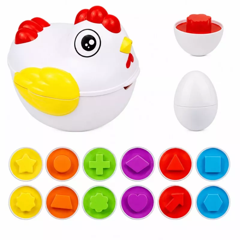 Brinquedo educativo galinha 12 ovos classificador formas e cores aprender conjunto LEAN TOYS