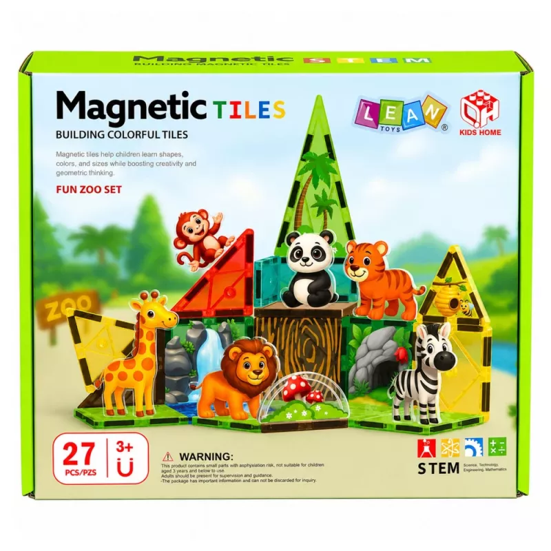 Blocos magnéticos animais selvagens selva ZOO 27 peças LEAN TOYS