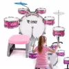 SUPRIMO K-DRUMS 3 Bateria Infantil Rosa com Banco e Baquetas