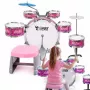 SUPRIMO K-DRUMS 3 Bateria Infantil Rosa com Banco e Baquetas