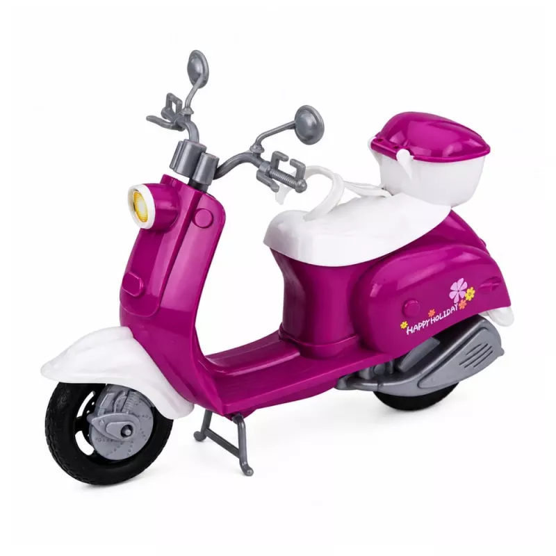 LEAN TOYS Anlily Boneca de viagem em trotinete com óculos, suporte para telemóvel e acessórios