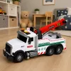 LEAN TOYS Veículo de construção com grua ajustável, luzes e sons, branco 1:14