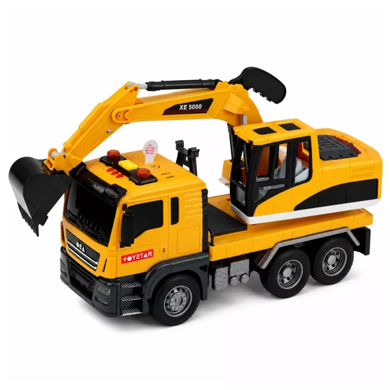 LEAN TOYS 1:14 Escavadora RC com balde móvel, luzes e som – amarelo