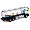 LEAN TOYS Camião-cisterna de metal com fricção, luzes e sons, azul e branco, escala 1:40