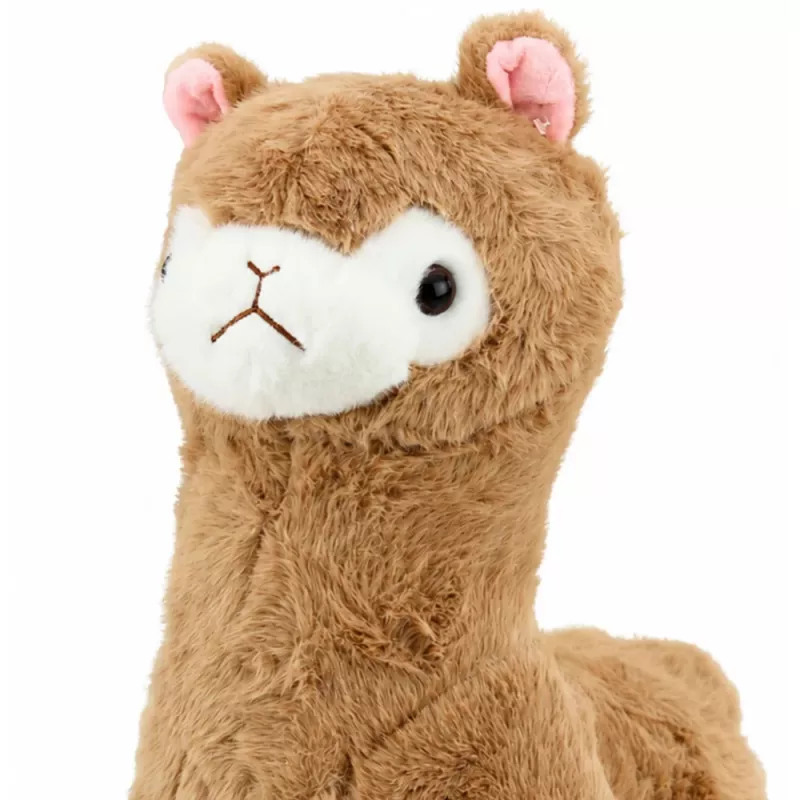 LEAN TOYS Peluche alpaca lhama de peluche com pelo macio bege 38 cm
