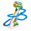 LEAN TOYS Pista de corrida escorrega de dinossauros com degraus móveis, figuras, luzes e sons