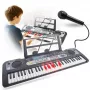 MQ 6119L Teclado eletrónico portátil de 61 teclas com ecrã LED, 128 sons, 128 ritmos, funções de gravação e aprendizagem, preto