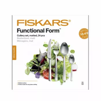 Fiskars Functional Form Conjunto de 24 peças de cutelaria em aço inoxidável mate