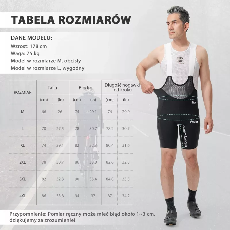ROCKBROS homem calças de ciclismo Road to Sky com almofada - preto, tamanho L