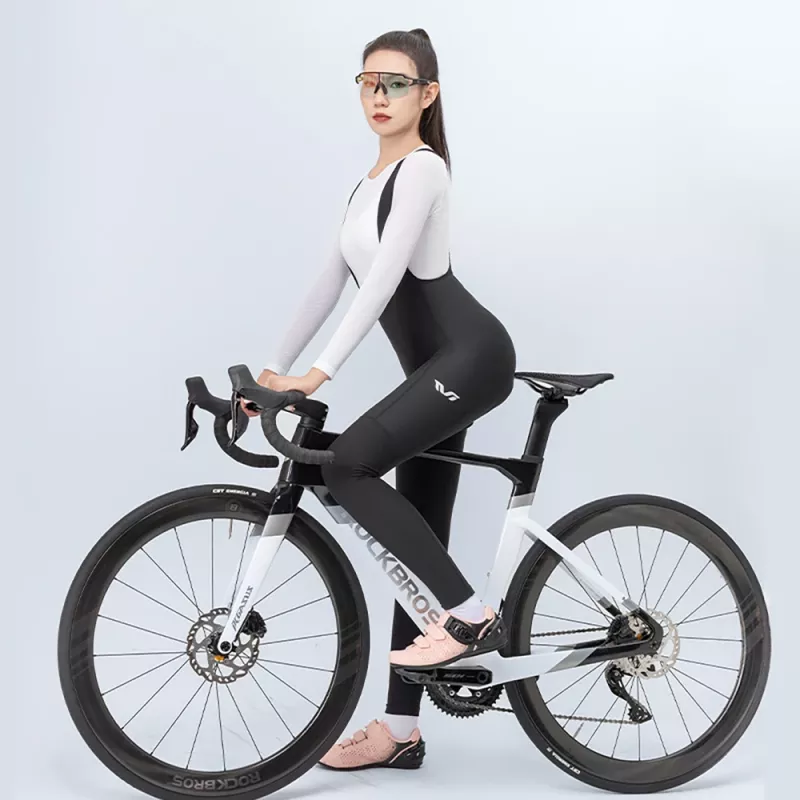 ROCKBROS mulher calças de ciclismo com alças YDCK005 TVI com almofada, preto, tamanho L