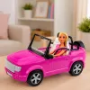 Boneca Anlily LEAN TOYS em descapotável roxo com suporte para telemóvel e auscultadores