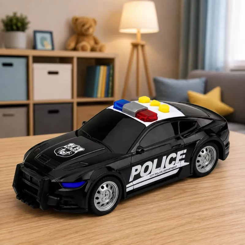 Carro de polícia com luz e som LEAN TOYS, preto, escala 1:32