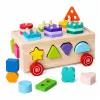 Brinquedo educativo Montessori de madeira LEAN TOYS classificador sobre rodas formas e números