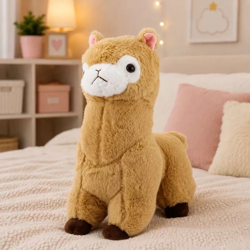 Peluche alpaca lhama LEAN TOYS animal de peluche pelo macio creme 38 cm