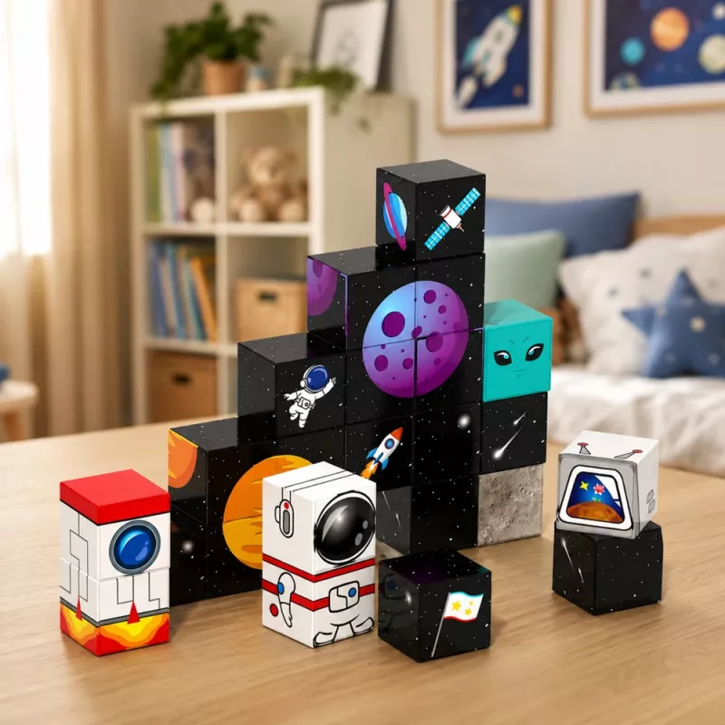 Conjunto de blocos magnéticos LEAN TOYS 50 peças cubos 3D pixel construção