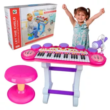 Teclado eletrónico educativo SUPRIMO EVA com microfone, 37 teclas, 8 timbres, 8 ritmos, gravação, a pilhas, multicolor