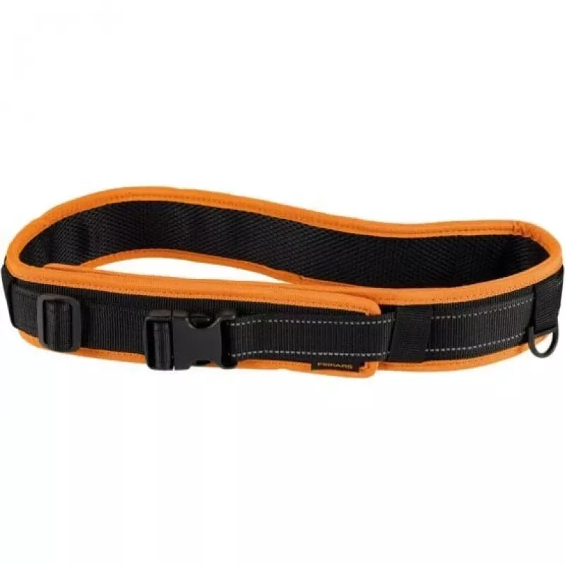 Fiskars 1003626 Functional Form cinto de ferramentas com fecho rápido, cintura ajustável até 120 cm, poliéster resistente e repelente à água, várias bolsas e presilhas, preto/laranja