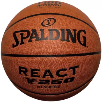 Spalding React TF-250 bola de basquetebol aprovada pela FIBA, tamanho 7, couro compósito de performance, indoor/outdoor