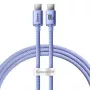 Baseus USB-C para USB-C Crystal Shine cabo de carregamento rápido e dados PD 100W, 1,2 m, roxo