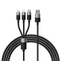 Baseus StarSpeed cabo de carregamento múltiplo USB 3-em-1 USB-C + Micro USB + Lightning 3.5A 1,2m preto