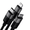 Baseus StarSpeed cabo de carregamento múltiplo USB 3-em-1 USB-C + Micro USB + Lightning 3.5A 1,2m preto
